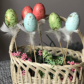 Набір (6шт) великоднього декору на стіку Яйце, 6см 743-811