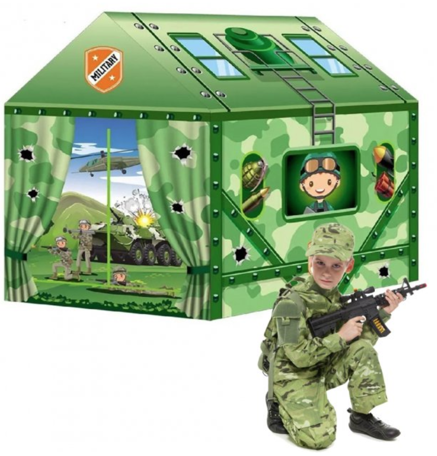 Ігровий будиночок дитячий намет для хлопчиків Happy kid Military House для дому та вулиці Зелений, фото 1