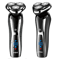 Акумуляторна електробритва VGR V-309 для бороди та вусів електричний тример для чоловіків 3 насадки