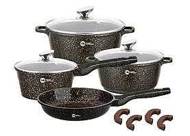 Набір каструль з антипригарним гранітним покриттям Higher Kitchen НК-307 Зеленого кольору