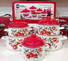 Набір емальованих каструль Higher Kitchen НК-309 5 штук Набір емальованих каструль