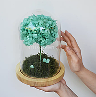 Гортензия в колбе, голубого цвета стабилизированные растения, декор для дома офиса, оригинальный подарок