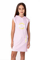 Дитяче трикотажне літнє плаття з капюшоном для дівчинки Mevis рожевий розмір 116