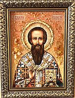 Ікона з янтаря « Святий Василій Великий » 20*30 см, Іменна ікона з бурштину Св. Василь