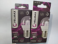 LED ЛАМПА VELMAX V-G45-CL, 6W, Е27, 4100K, 540LM, КУТ 280°, EMC