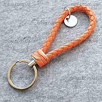 Брелок для ключей плетеный с кольцом цвет оранжевый
