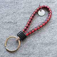 Брелок для ключей плетеный с кольцом цвет красно-черный