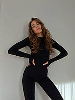 Костюм жіночий стильний із рібани кофта з рукавами мітенками та лосини зі штрипками Dl4232, фото 2