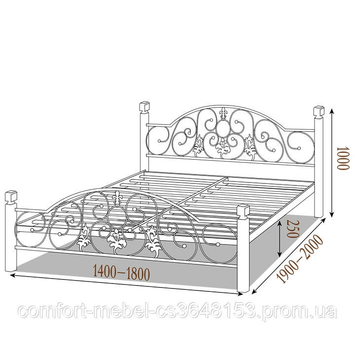 Кровать Жозефина на деревянных ногах, черный бархат/черный (Металл-Дизайн) - фото 5 - id-p1571582454