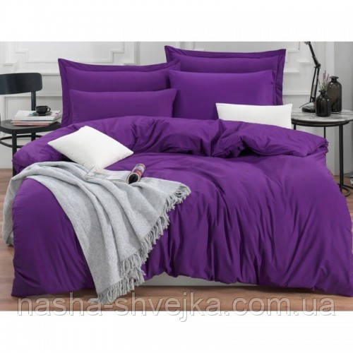 Постільна білизна Двоспальне Наша Швейка Сатин Premium+ Фіолетовий однотонний 180х215 см