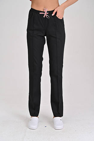 Жіночі медичні штани з кишенями чорні, фото 1