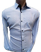 Мужская рубашка с длинным рукавом, белая с принтом, большие размеры, на кнопках, приталенная, Infiniti
