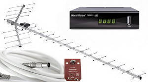 Т2 ресивер World Vision T624A + антена Хвиля 2-24 з підсилювачем + кабель 15 м