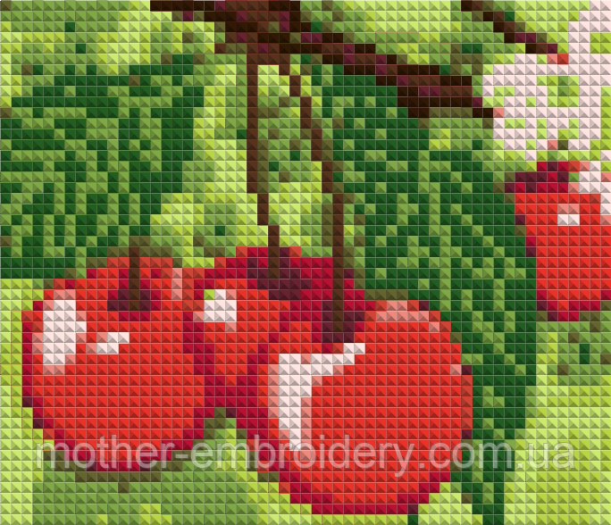 Алмазна вишивка "Гронь вишні" сад цвітіння весна бджоли повна викладка мозаїка 5d набори 16x20 см
