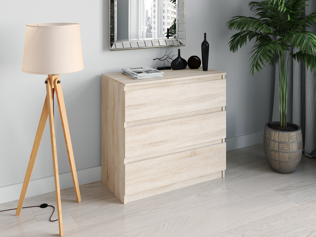 Комод на 3 ящика Moreli T-214 Ш 800 / В 755 / Г 400 Дуб сонома, фото 1