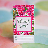 Картонная бирка Thank you, flowers, 50x90мм, thank three