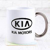 Чашка Kia Motors (Киа Моторс) Белая с серебряной ручкой