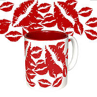 Чашка с принтом 1000 поцелуев (красная)