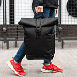 Рюкзак ролтоп чоловічий з тканини TRAVEL BAG з відділенням для ноутбука чорний міський, фото 2