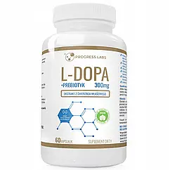 L-DOPA, Леводопа , L-ДОПА 300 мг ДОПАМІНУ КОНЦЕРАЦІЯ ПАМ'ЯТІ 60 капс Progress Labs