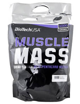 Високовуглеводний гейнер для набору ваги BioTech Muscle Mass 4 кг, фото 3