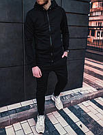 Спортивный костюм мужской As весенний осенний с капюшоном черный Комплект трикотажный Кофта + Штаны