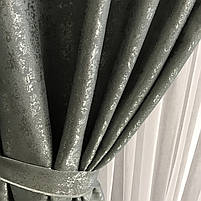 Стильні сучасні Темно-сірі штори жакард однотонні в спальню, вітальню, кухню, фото 7