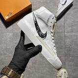 Чоловічі / жіночі кросівки Nike Blazer Mid '77 White Black Sketch, унісекс білі шкіряні кросівки найк блейзер мід, фото 2