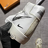 Чоловічі / жіночі кросівки Nike Blazer Mid '77 White Black Sketch, унісекс білі шкіряні кросівки найк блейзер мід, фото 7