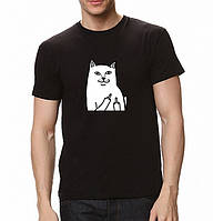 Мужская футболка с принтом мем кот показывает средний палец