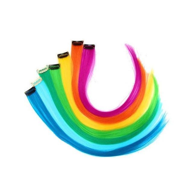 Пасма різнокольорові на шпильках для волосся 10 шт, фото 1