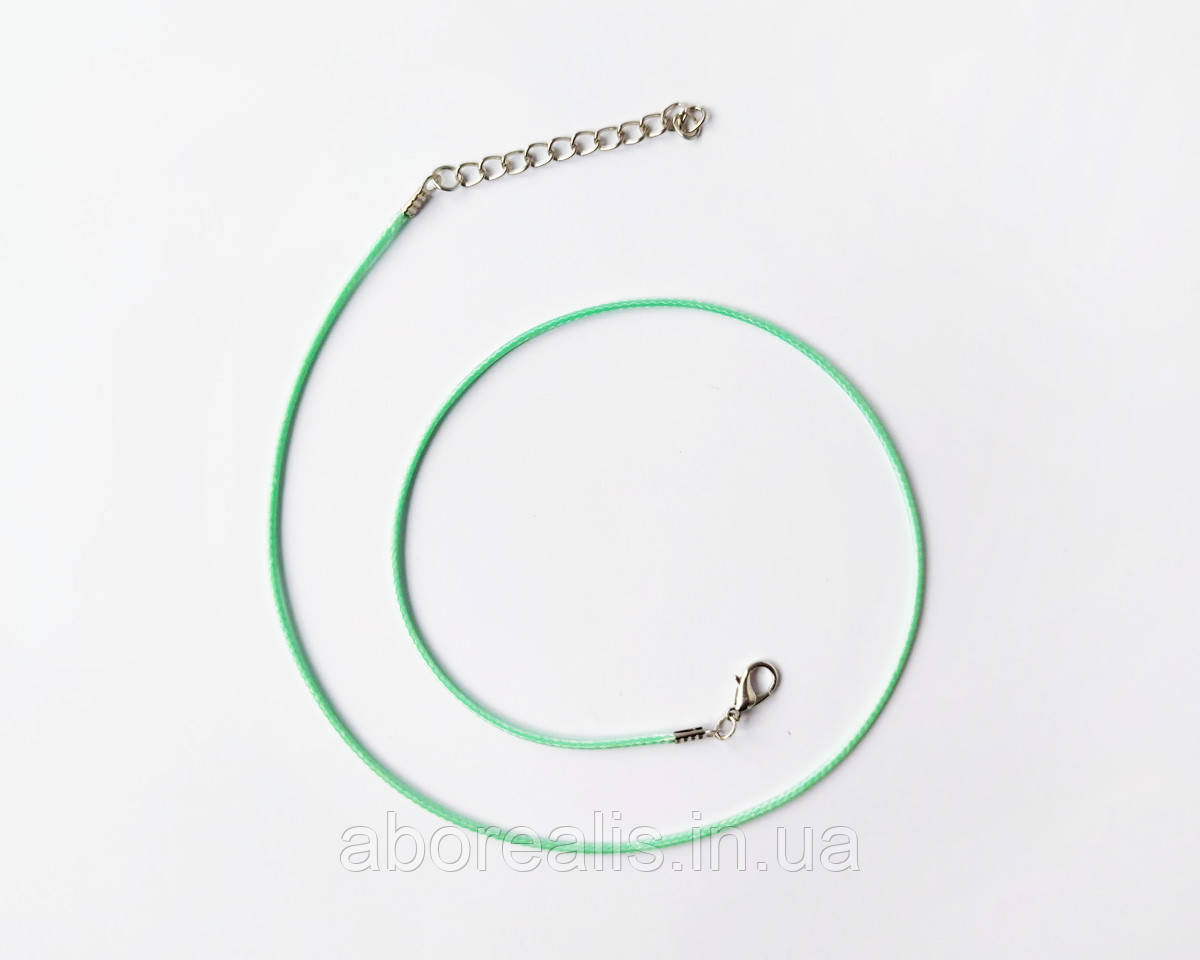 Основа-колє, шнур нейлоновий вощений м'ятний, 45 см + подовжувач, фото 1