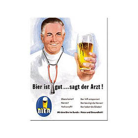 Магніт 8x6 см "Bier und Spirituosen ist gut. sagt der Arzt" Ностальгічне Art (14114)