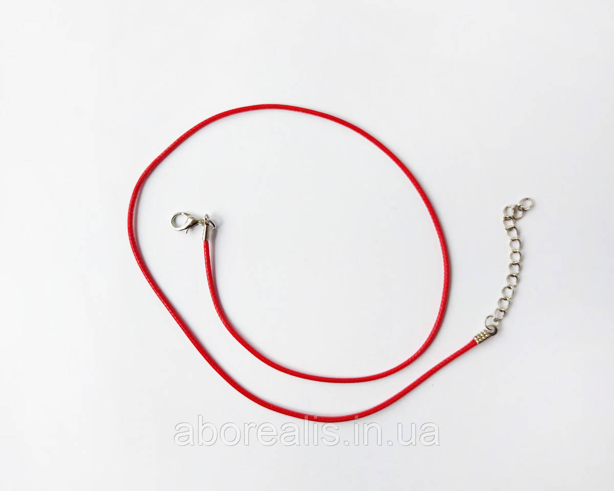Основа-колє, шнур нейлоновий вощений червоний, 45 см + подовжувач, фото 1