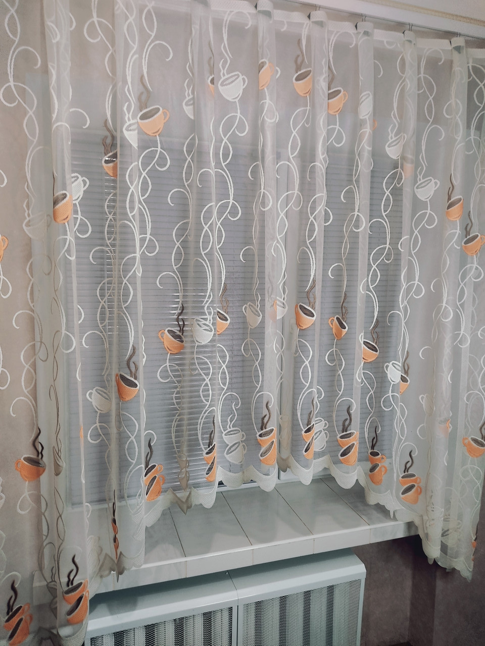 Готова турецька тюль-арка із жакарду "Чашечки"