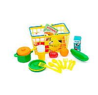 Детская игрушка «Набор посуды с продуктами и корзиной, разноцветный». Производитель - Orion (42409048)