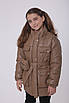 Подовжена куртка на дівчинку зі спущеним рукавом зріст 134-158 помадний, фото 4