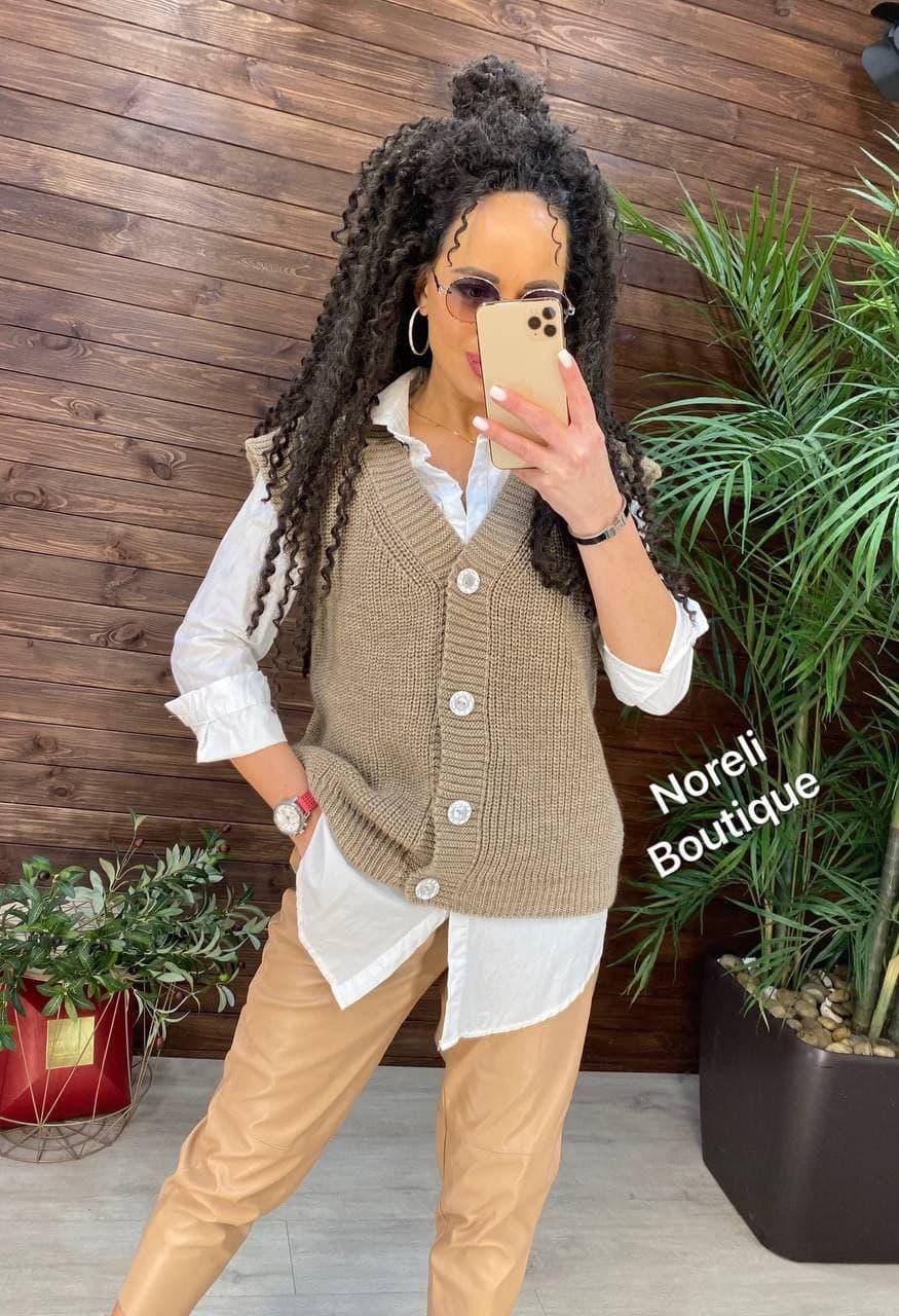 Женская Вязаная Жилетка Безрукавка на Пуговицах (р. 42-46) 90ZH86 ...