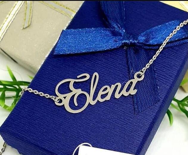 Серебряное колье с именем Еlena / цепочка с именем Elena / серебряная подвеска с именем Elena, фото 1