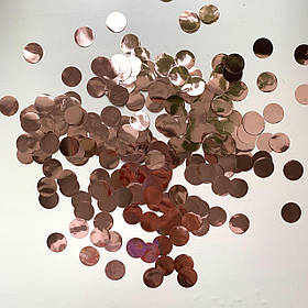 Конфетті-Метафан Кружечки 1.5 см Рожеве Золото, Конфетті для декору, Конфетті на свято (100 грам)