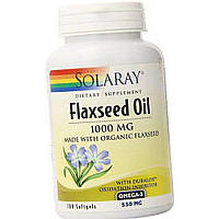 Лляне масло омега 3-6-9 Solaray Flaxseed Oil 1000 mg 100 капсул жирні кислоти