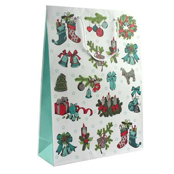 Пакет паперовий "Новорічні аксесуари", 25 х 8,5 х 34,5 см, фото 1