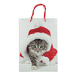 Пакет паперовий "Сірий кіт у капелюсі", 25 х 8,5 х 34,5 см, фото 2