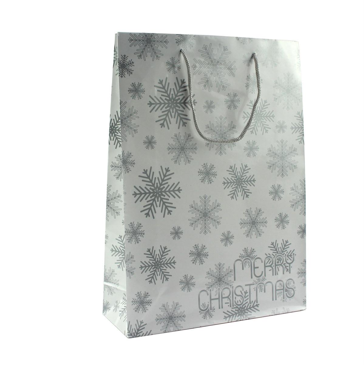 Пакет паперовий "Сніжинки", 25 х 8,5 х 34,5 см, фото 1