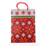 Пакет паперовий "Червоні сніжинки", 25 х 8,5 х 34,5 см, фото 2
