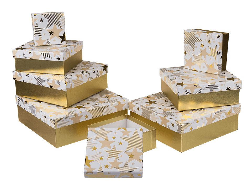Коробка подарункова золото "Зірка", 18см, фото 1
