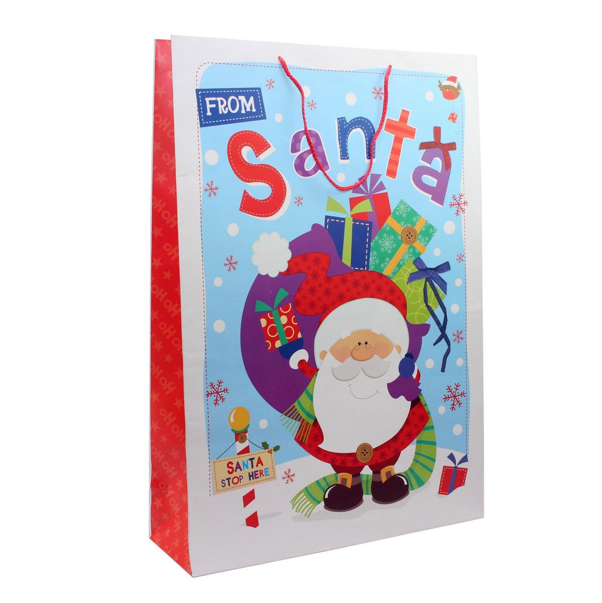 Пакет паперовий XXL "Christmas" Санта 45 х 65 см, фото 1