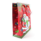 Пакет паперовий "Christmas" дід мороз та сніговик, 18 х 8 х 24 см, фото 2