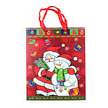 Пакет паперовий "Christmas" дід мороз та сніговик, 18 х 8 х 24 см, фото 3