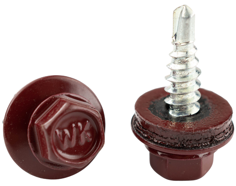 Саморіз 4.8х19 RAL 3005 для кріплення металевих листів внахлест WSBP Wkret-Met (250 шт/уп), фото 1